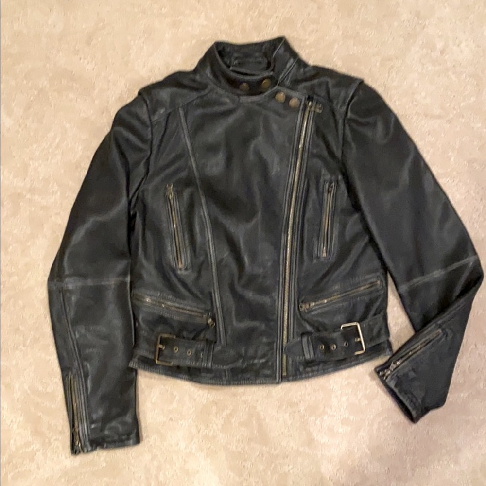 Women's Black Leather Biker Jacket